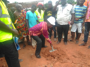 Prof. Yankah at the site of the construction