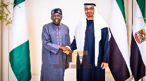 Bola Tinubu and President of di United Arab Emirates Mohamed bin Zayed Al Nahyan