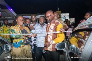 Ursula Owusu Ekuful, MP for Ablekuma West at launch of 2nd phase of work, pay and own taxi scheme