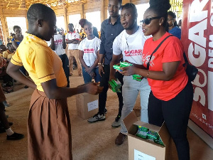 Afia Pokua interacting with one of the pupils