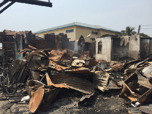 The razed down building at Osu