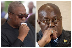 John Dramani Mahama (left), Nana Addo Dankwa Akufo-Addo (right)