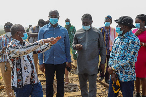 Benito Owusu-Bio with members of the committee during the inspection